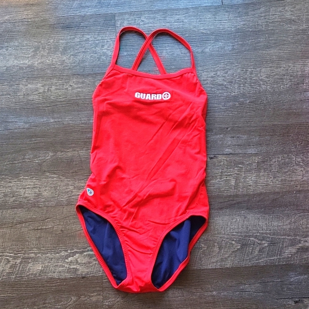 Red Bathingsuit racer tank swimwear bikini